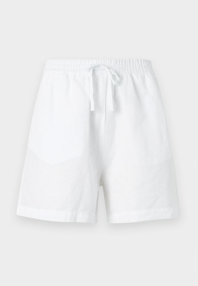 Λευκά casual σορτς με ελαστική μέση και μπροστινό κορδόνι, σχεδιασμένα για άνεση με χαλαρή εφαρμογή.