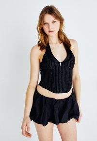 Jaded London - PINSTRIPE CORSET WITH COLLAR - Top - black Immagine in miniatura 1