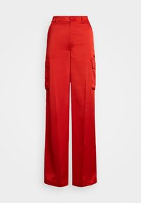 Satin Charmeuse Wide Leg Cargo Pant - Pantalon cargo - bright vermilion