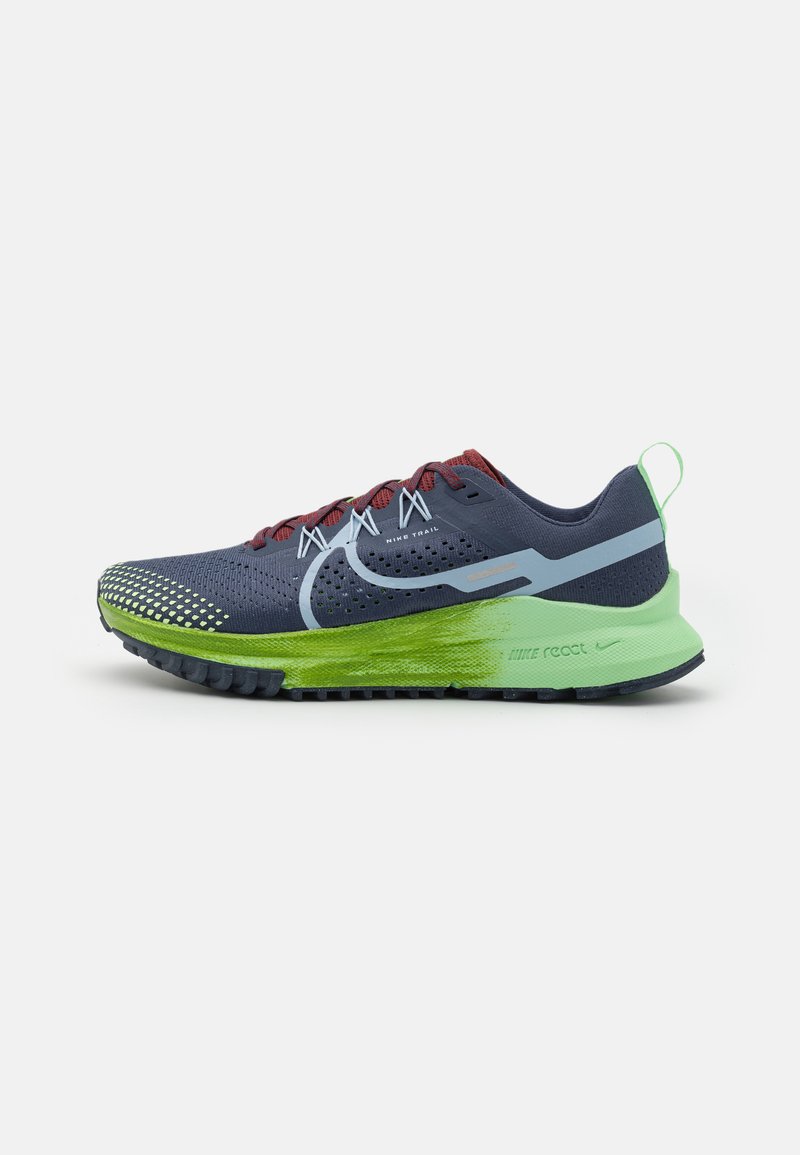 Nike Performance - REACT PEGASUS TRAIL 4 - Löparskor terräng - thunder blue/light armory blue/chlorophyll/vapor green/dark team red, Förstora