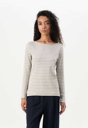 TOM TAILOR STRIPED BOAT NECK - Topper langermet - taupe/offwhite