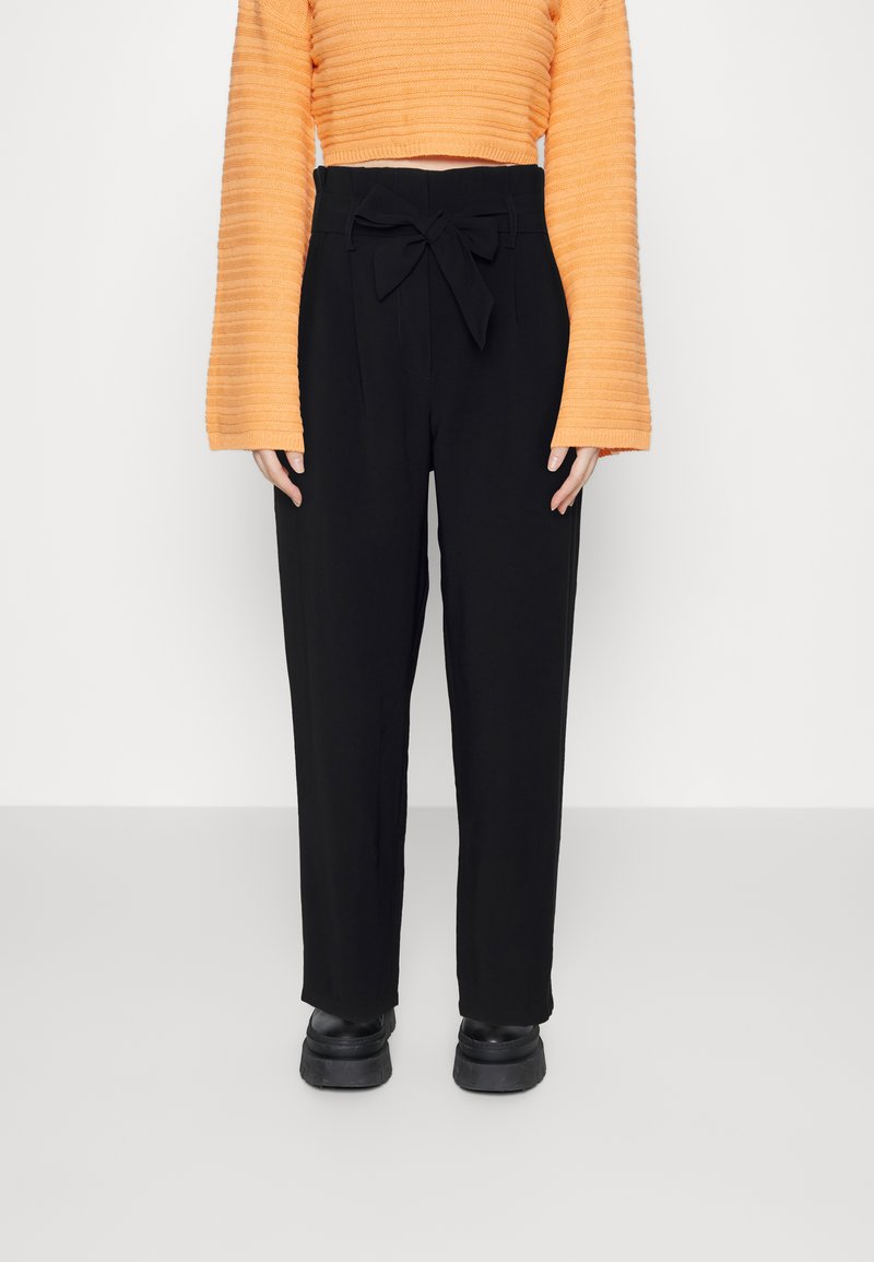 Vila Clothes Black Cotton Casual Pants