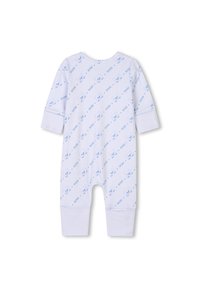 Body bleu clair à manches longues avec un motif ludique de petites têtes d'animaux et le mot "BOSS", fabriqué en coton doux.