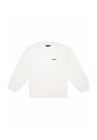 Witte sweatshirt met lange mouwen, gemaakt van katoen, met een ronde hals en een klein zwart logo op de borst, voorzien van geribde manchetten en zoom.