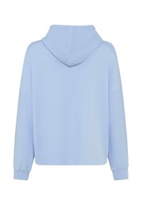 Felpa con cappuccio azzurro chiaro con una texture morbida, dotata di un ampio cappuccio, spalle scese e polsini a coste alle maniche lunghe.