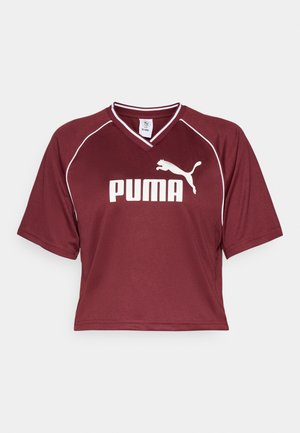 Puma RELAXED CROPPED FOOTBALL - T-shirt imprimé - ruby shimmer