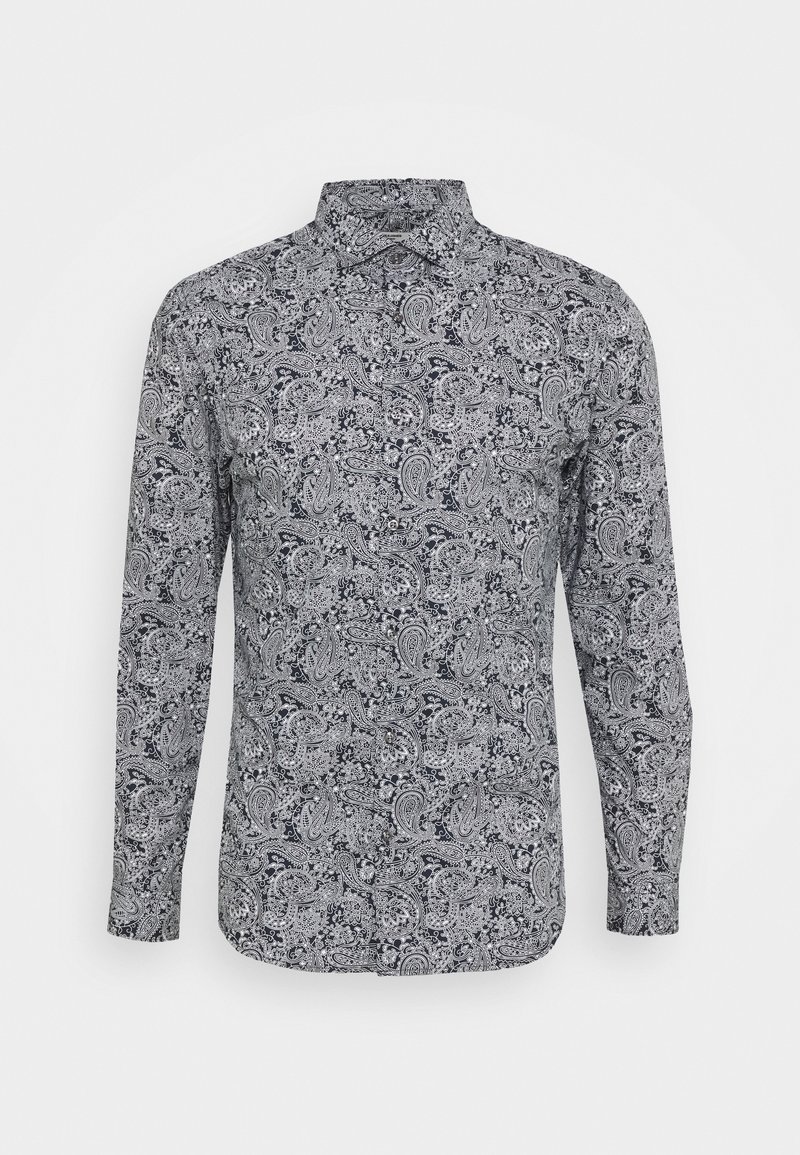 Pitkähihainen paita mustavalkoisella paisley-kuviolla. Siinä on kauluksellinen pääntie ja nappikoristeet. Valmistettu kevyestä kankaasta.