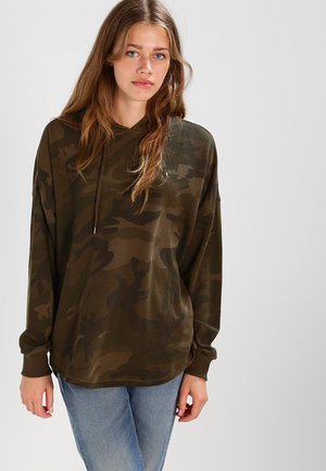 LADIES OVERSIZED CAMO HOODY - Hoodie - olive