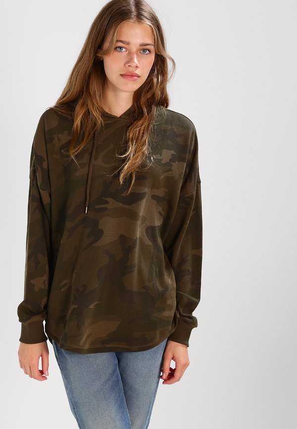LADIES OVERSIZED CAMO HOODY - Kapuzenpullover - olive