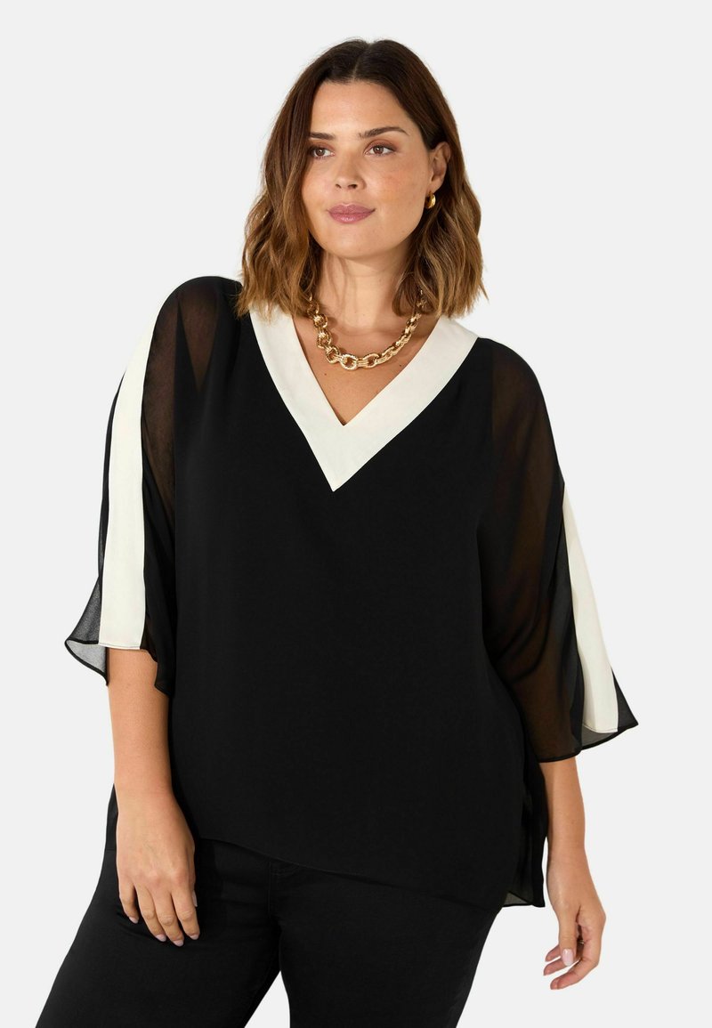 Live Unlimited London V-NECK OVERLAY  - Tunica - black