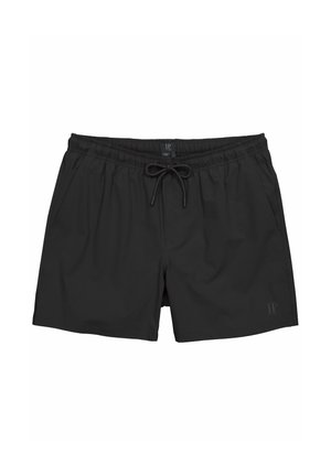 Costume da bagno nero da uomo con fascia elastica in vita, coulisse frontale e tasche laterali, con logo JP discreto sulla gamba sinistra.