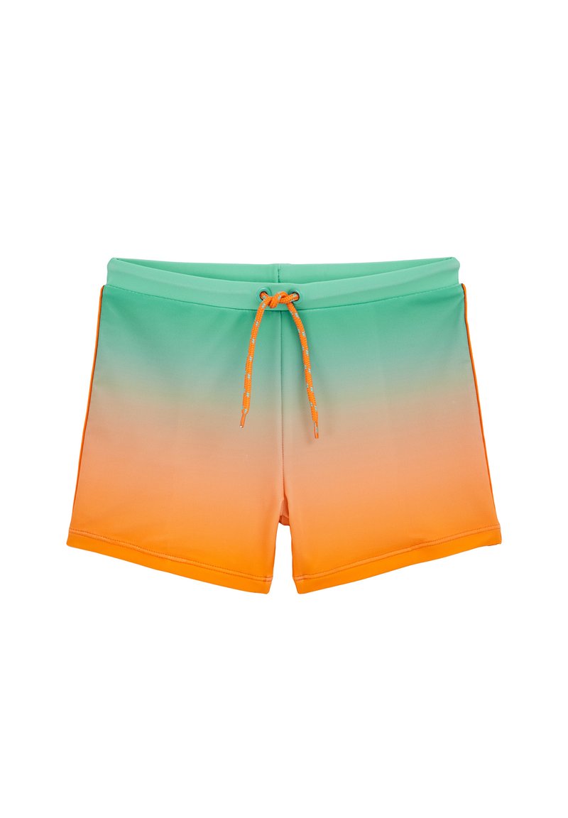 Badeshorts med et gradientdesign, der går fra grøn til orange. Lavet af glat stof med en justerbar snor.