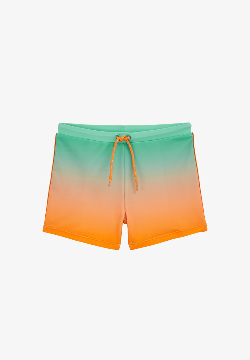 Costume da bagno con design sfumato che passa dal verde all'arancione. Realizzato in tessuto morbido con coulisse regolabile.