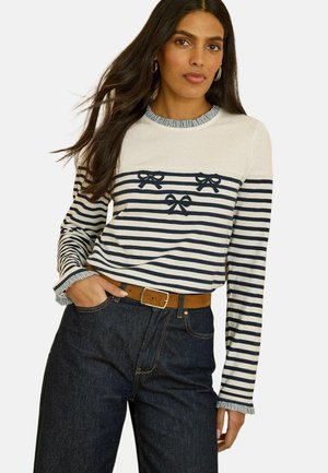 REGULAR FIT - LONG SLEEVE  - Langarmshirt - navy stripe embroidered bow frill neck