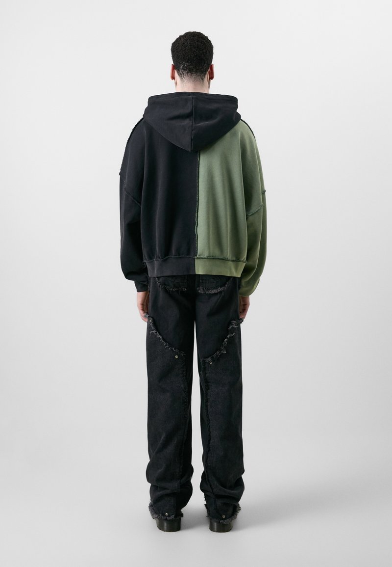 Sweat à Capuche Zippé Lukka Noir Et Gris Avec Bordure Vert Vif - Taille S Femme, Occasion Très Bon état