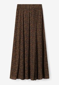 Maxi rok met een elastische tailleband, gemaakt van zachte stof, met een bruin luipaardprintpatroon en een vloeiende, geraffineerde stijl.