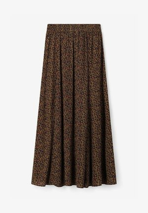 Maxi rok met een elastische tailleband, gemaakt van zachte stof, met een bruin luipaardprintpatroon en een vloeiende, geraffineerde stijl.