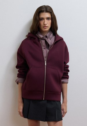 Les Copains, FULL-ZIP SWEATSHIRT, OVERSIZED FIT - Sudadera con cremallera - claret red