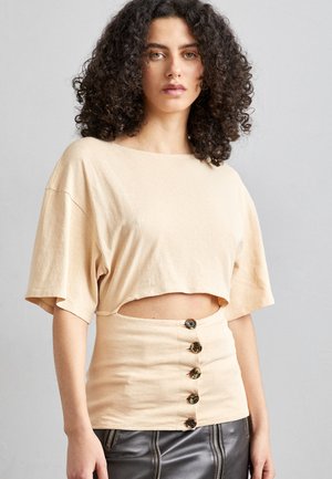 WITH FRONT BUTTON CLOSURE - Basic T-shirt - pastel peach