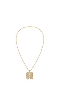 Collier en chaîne dorée avec un pendentif en forme de lettre "N", orné de strass transparents pour un éclat supplémentaire.