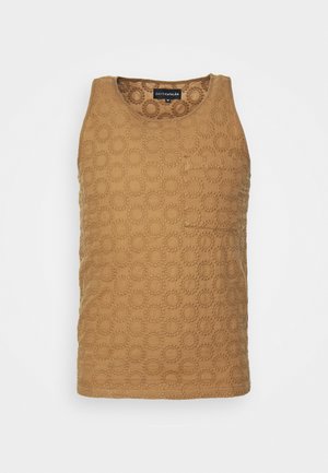 DAVID CATALAN CIRCLE EMBROIDERED SINGLET - Top - caramel