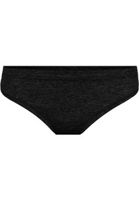 Schwarze Baumwollbikini-Briefs mit einem glatten, elastischen Bund, klassischer Schnitt und leichtem, weichem Material.