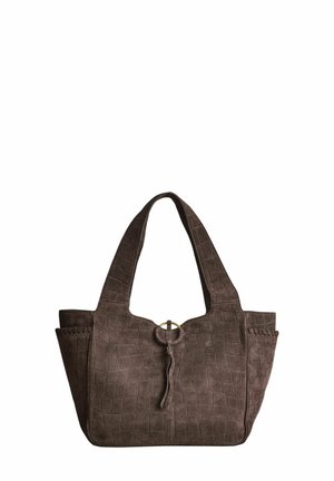 CROC EFFECT SHOULDER - Geantă de mână - chocolate brown