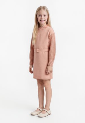 Emporio Armani DRESS - Abito in maglia - mahogany rose
