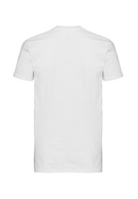T-shirt blanc à manches courtes avec encolure ronde. Fabriqué en coton lisse. Design simple, sans motifs ni graphismes visibles au dos.
