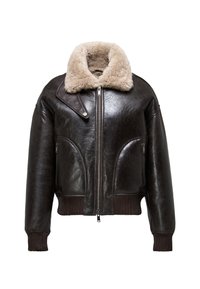 Leather jacket - anthracite