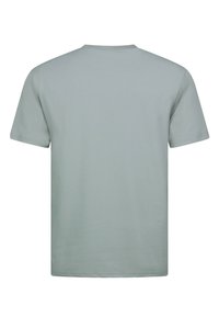 Grijze, kortärmige T-shirt van gladde stof. Heeft een klassieke ronde halslijn en een ontspannen pasvorm, zonder zichtbare patronen of graphics.