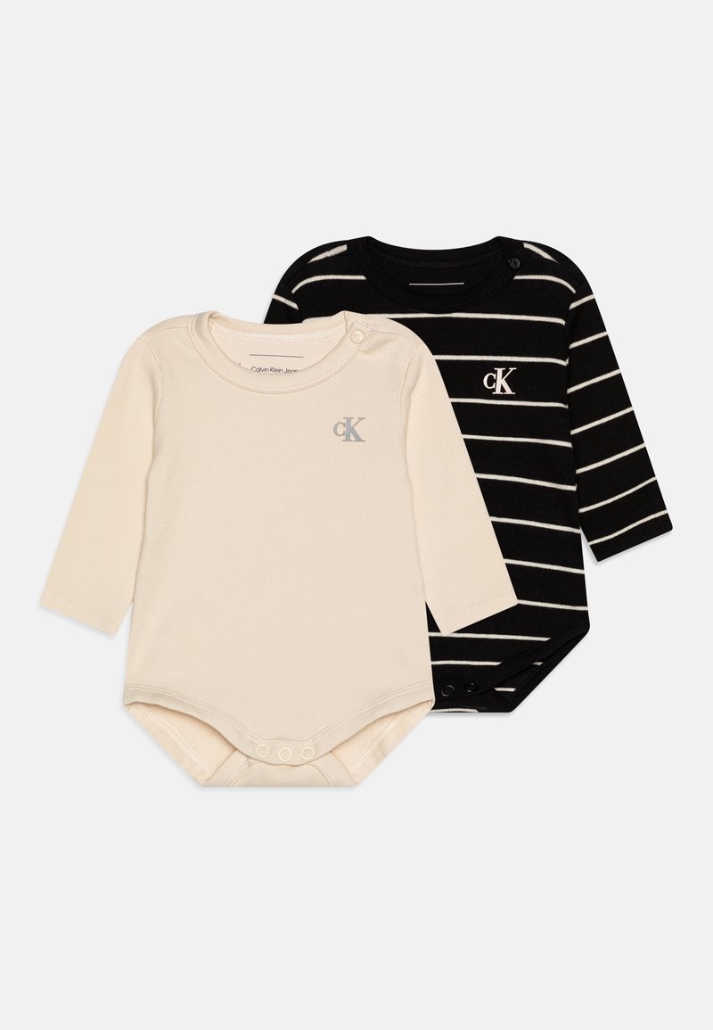 Calvin Klein Jeans STRIPE UNISEX 2 PACK - Camiseta de manga larga - black/white cap