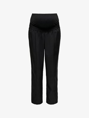 Svarte graviditetsbukser med elastisk linning, kort lengde og glatt tekstur. Har en løs passform for komfort og bevegelsesfrihet.