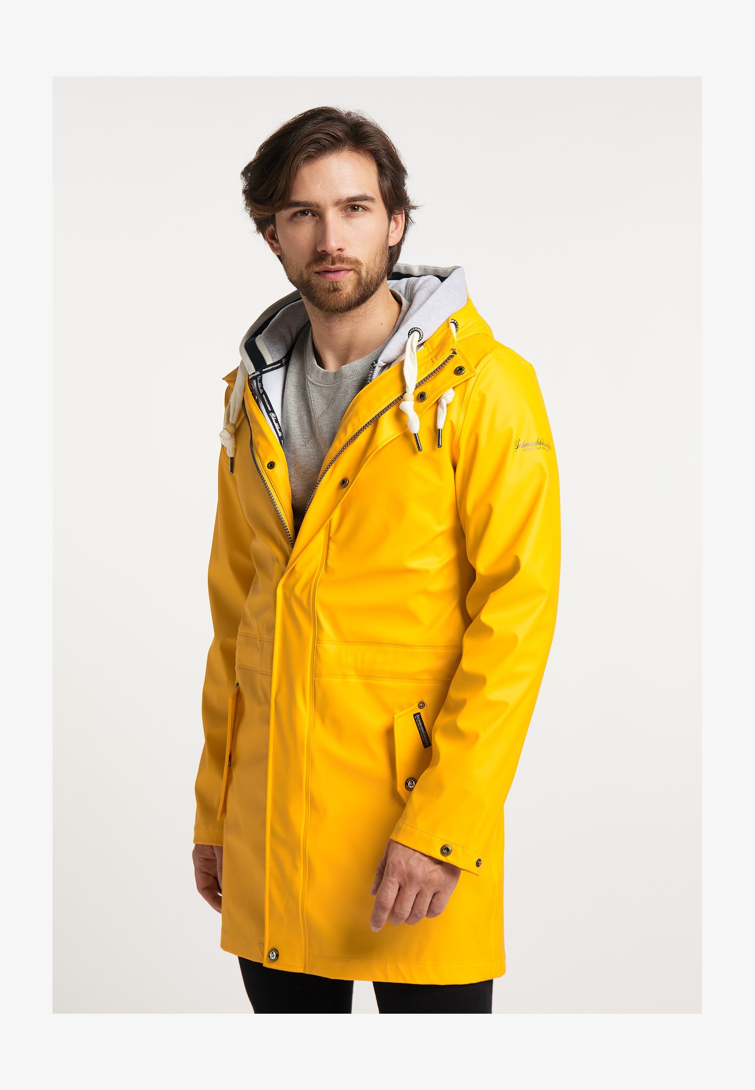 SCHMUDDELWEDDA Impermeabile Bridgeport Uomo, Parka Antipioggia E Antivento, Con Cappuccio, Tasche, Fodera In Jersey, Cerniera Nascosta, Nero