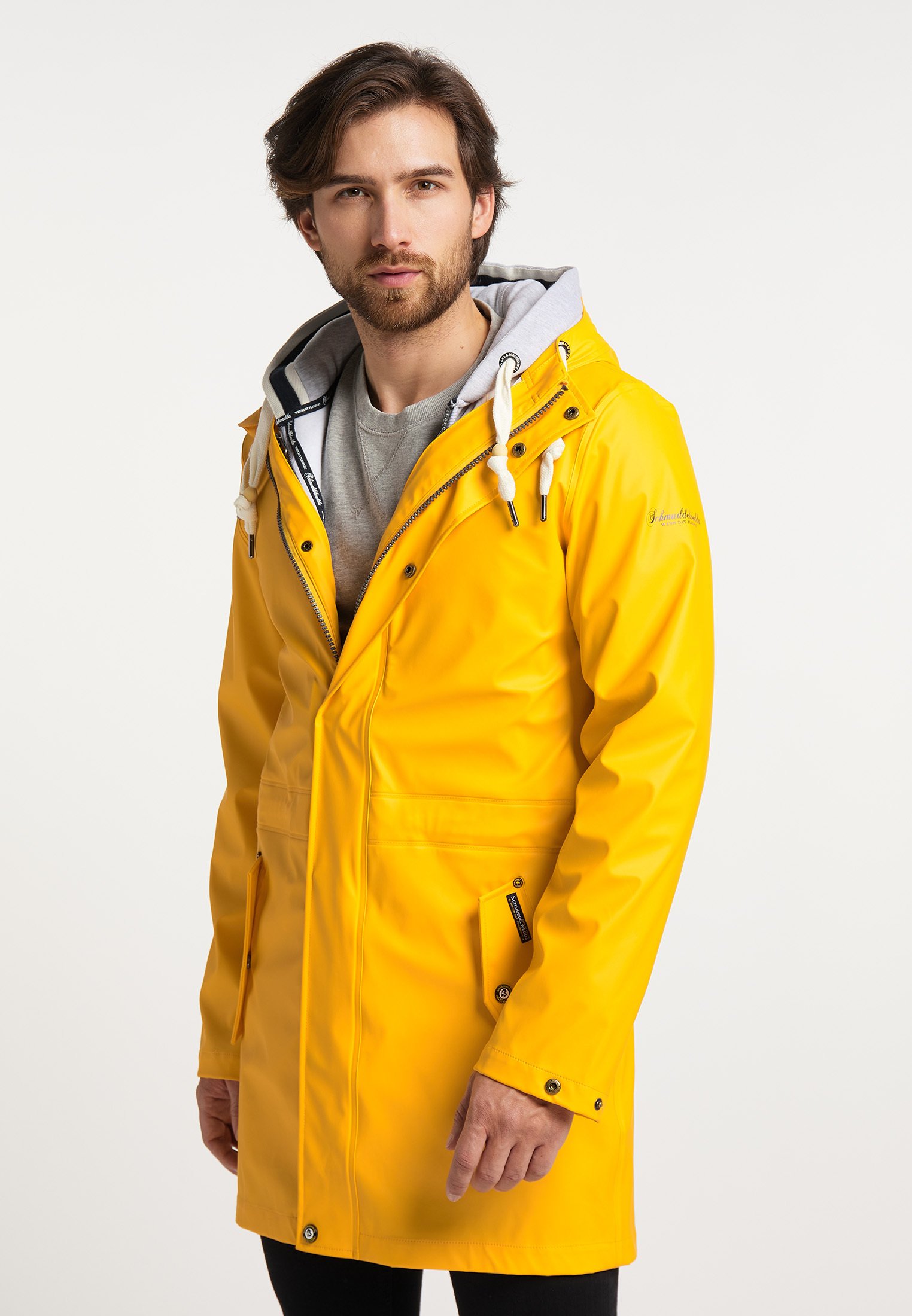 SCHMUDDELWEDDA Impermeabile Bridgeport Uomo, Parka Antipioggia E Antivento, Con Cappuccio, Tasche, Fodera In Jersey, Cerniera Nascosta, Nero