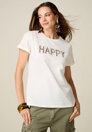 Oltre, T-SHIRT CON APPLICAZIONE LETTERING - T-shirt imprimé - bianco