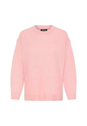 Maglione rosa realizzato in un morbido e leggero tessuto. Presenta un collo rotondo, spalle scese e polsini e orlo a costine. Vestibilità classica e rilassata.