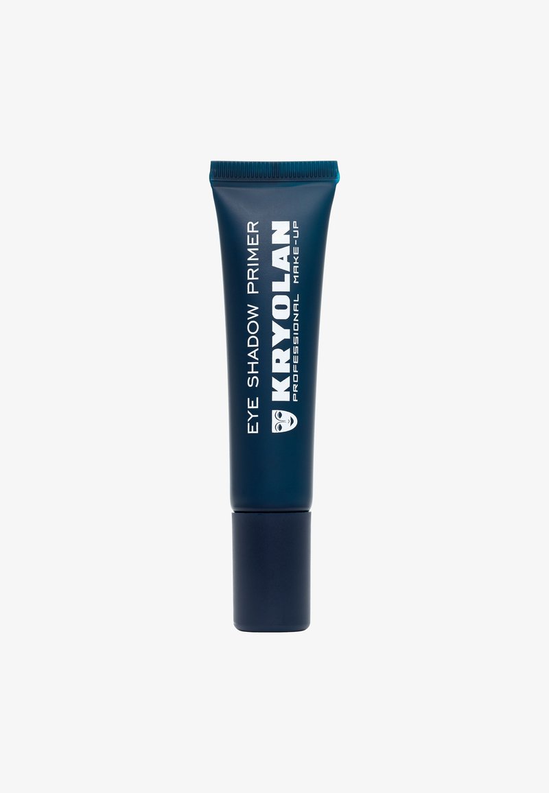 Kryolan eye shadow primer in a dark blue tube with white text. Features a tapered nozzle and a matte finish. Compact design for easy application.