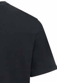 Sort bomulds t-shirt med rund hals og korte ærmer, med en glat tekstur og ren syning langs kanten.