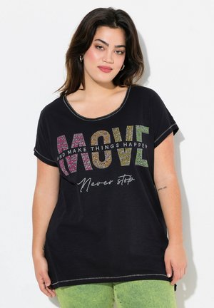 KOMFORT FIT ZIERSTEINCHEN SCHRIFTZUG - Print T-shirt - black