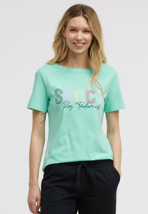 Soccx, SOCCX BASIC LOGO T-SHIRT MIT U-BOOT-AUSSCHNITT - T-Shirt print - crystal aqua