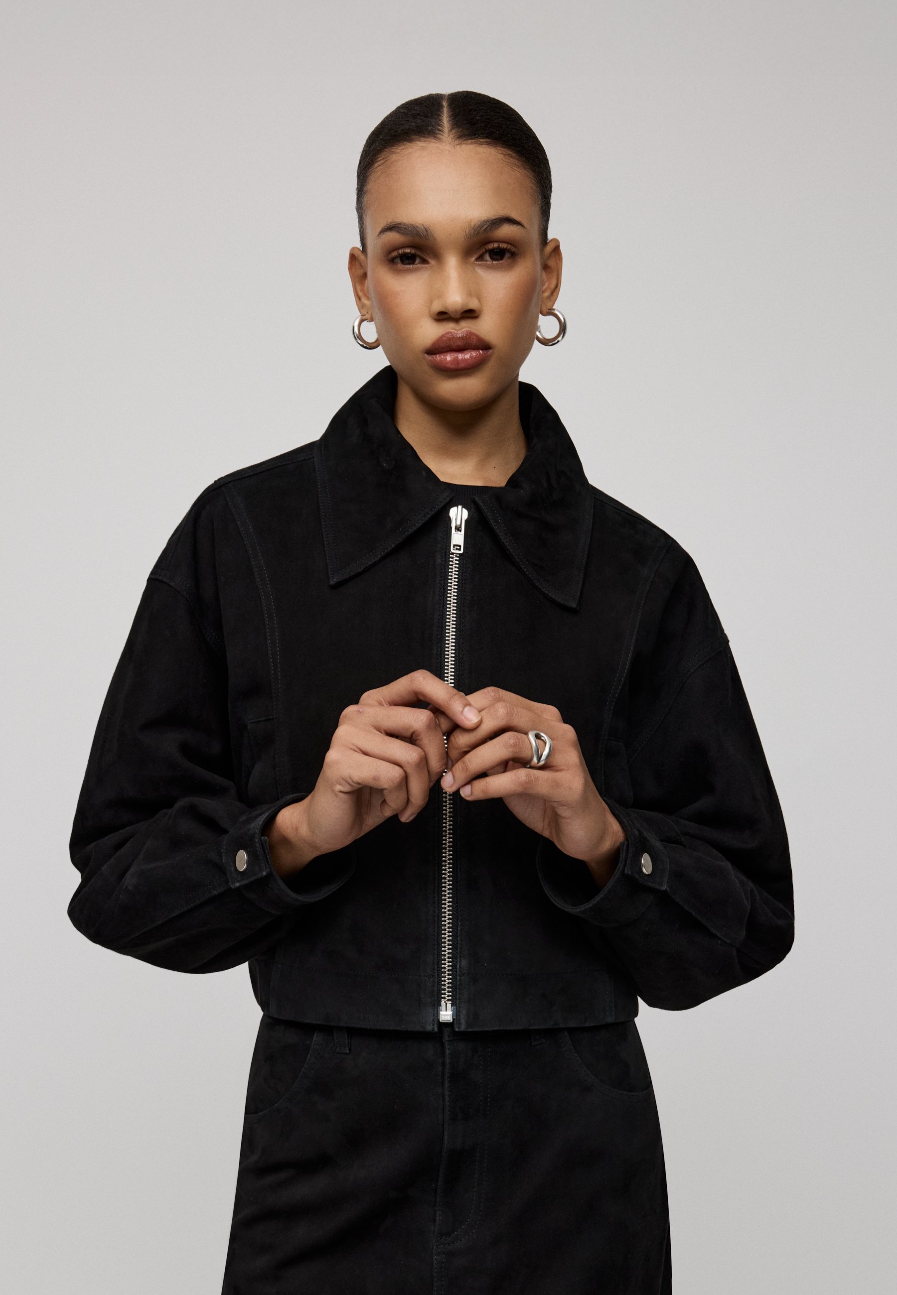 IVY OAK LENA - Leather jacket - black - Zalando