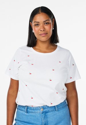 MIT AUFGESTICKTEN  - Tričko s potlačou - white cherry