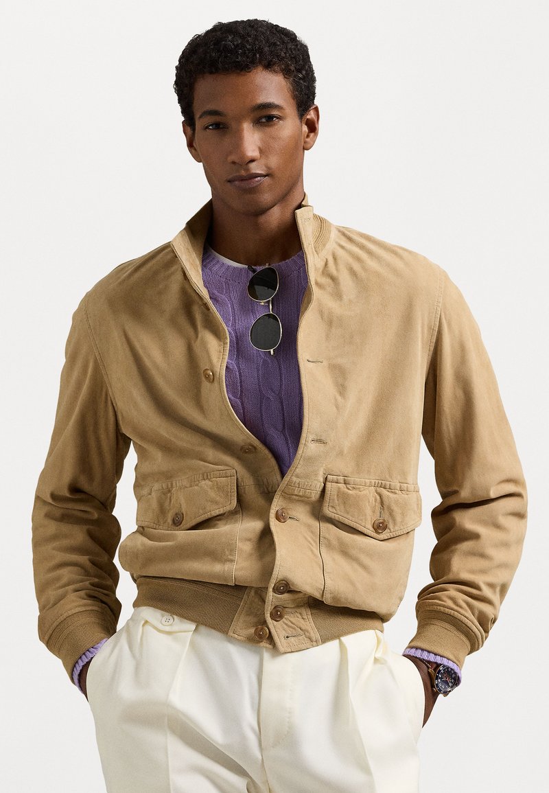 Polo Ralph Lauren - SUEDE JACKET - Blouson Bomber - vintage khaki, Agrandir
