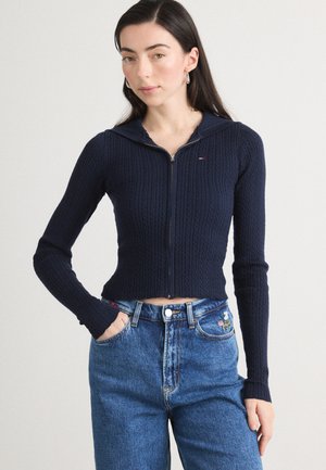 ESSENTIAL ZIPPER HOOD - Adīta jaka - dark night navy