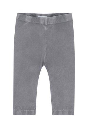 Grijze peutermaat leggings met elastische tailleband, plat weergegeven op een witte achtergrond.