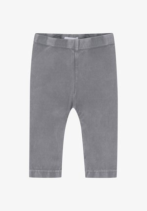 Leggings gris pour tout-petits avec taille élastique, présentés à plat sur un fond blanc.