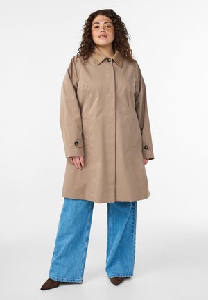 MIT KRAGEN AUS UND VERDECKTER KNOPFLEISTE - Klasický kabát - desert taupe