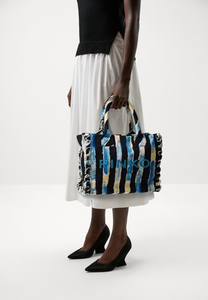 Pinko BEACH RICICLATO STAMPATO - Bolso shopping - black/navy/white