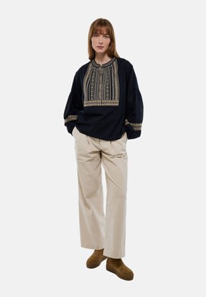 MANCHES LONGUES BRODÉE - Blouse - noir